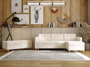 miniaturka Pufa CASSY Unikatowa Szara na Drewnianych Nóżkach