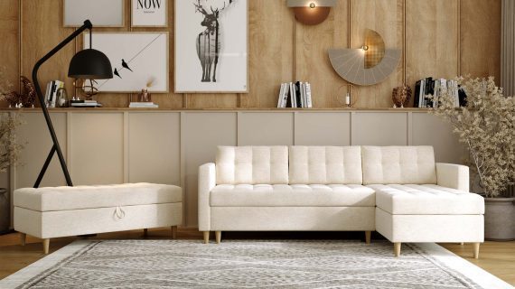 miniaturka Pufa CASSY Unikatowa Szara na Drewnianych Nóżkach