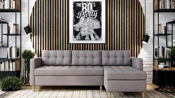 miniaturka Narożnik MONO Szary Skandynawski na Nóżkach