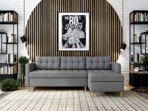 miniaturka Narożnik MONO Szary Skandynawski na Nóżkach