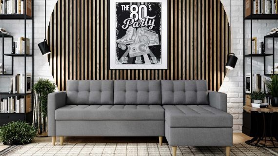 miniaturka Narożnik MONO Szary Skandynawski na Nóżkach