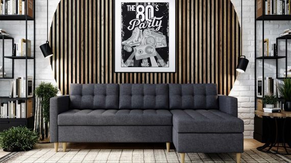 miniaturka Narożnik MONO Szary Skandynawski na Nóżkach