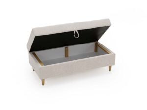 miniaturka Pufa CASSY Unikatowa Szara na Drewnianych Nóżkach