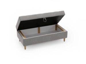 miniaturka Pufa CASSY Unikatowa Szara na Drewnianych Nóżkach