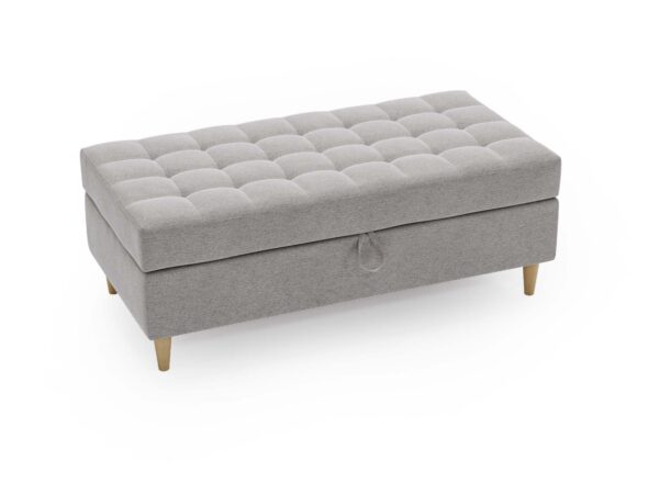 Jasnoszara pufa tapicerowana – pojemna i elegancka