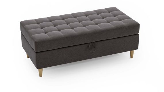 miniaturka Pufa CASSY Unikatowa Szara na Drewnianych Nóżkach