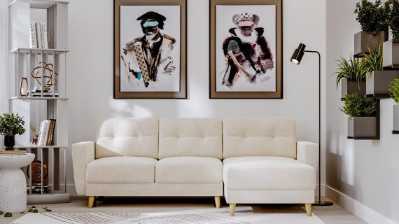 miniaturka Narożnik DANIELA Skandynawski na Drewnianych Nóżkach