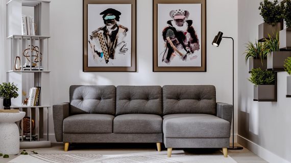 miniaturka Narożnik DANIELA Skandynawski na Drewnianych Nóżkach