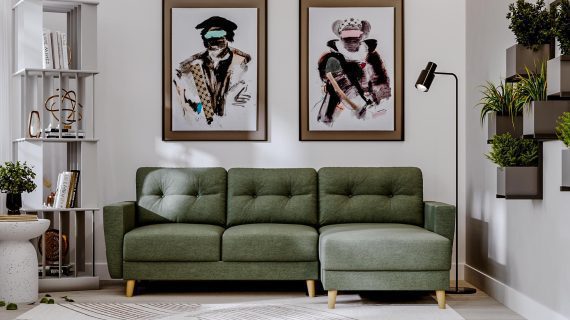 miniaturka Narożnik DANIELA Skandynawski na Drewnianych Nóżkach