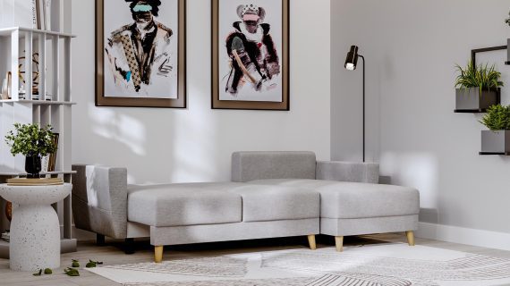 miniaturka Narożnik DANIELA Skandynawski na Drewnianych Nóżkach