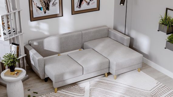 miniaturka Narożnik DANIELA Skandynawski na Drewnianych Nóżkach