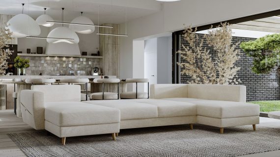 miniaturka Narożnik EVELIN Beżowy Skandynawski Styl