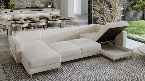 miniaturka Narożnik EVELIN Beżowy Skandynawski Styl