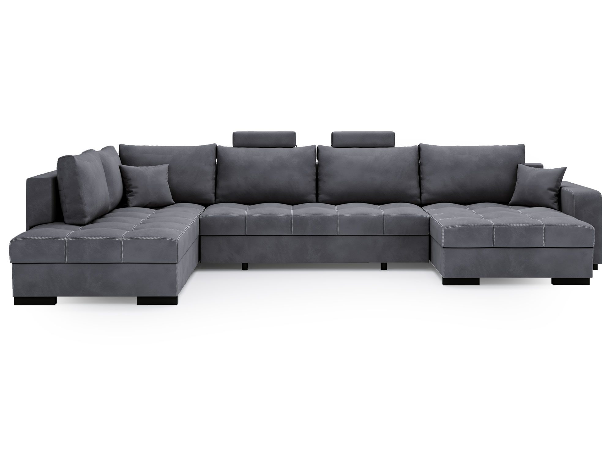 Ciemnoszary narożnik w układzie modułowym do przestronnego salonu Ciemnoszary narożnik w układzie modułowym do przestronnego salonu