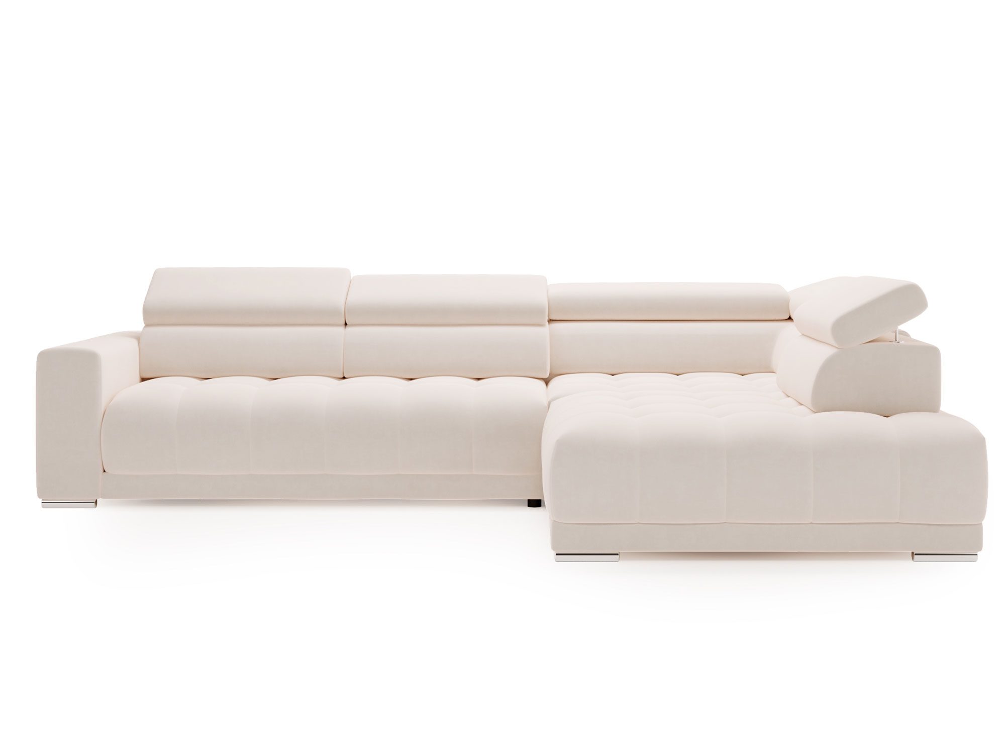 Kremowy narożnik z funkcją relaksu i przestronnym siedziskiem Kremowy narożnik z funkcją relaksu i przestronnym siedziskiem