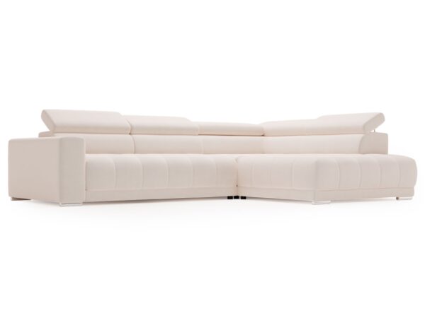 Kremowy narożnik modułowy z pikowaniem i regulowanym oparciem