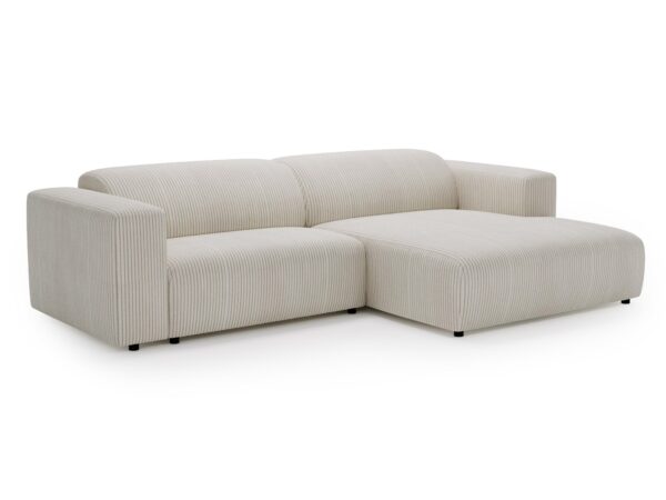 Jasny narożnik sztruksowy z szezlongiem w stylu skandynawskim