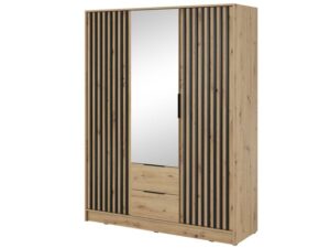 Szafa DELY 3D 150cm z Lustrem Czarny Akcent Nowoczesności