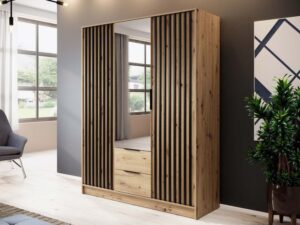 miniaturka Szafa DELY 3D 150cm z Lustrem Czarny Akcent Nowoczesności