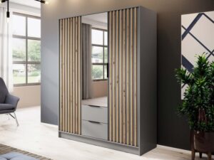 miniaturka Szafa DELY 3D 150cm z Lustrem Czarny Akcent Nowoczesności