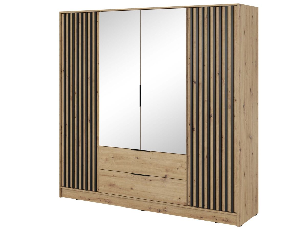 Szafa DELY 4D z Lustrem 200cm Grafit Artisan Szary Elegancja