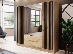 miniaturka Szafa DELY 4D z Lustrem 200cm Grafit Artisan Szary Elegancja