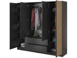 miniaturka Szafa DELY 4D z Lustrem 200cm Grafit Artisan Szary Elegancja