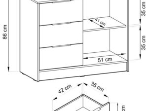 miniaturka Komoda DELY 2D 105cm Praktyczność z Uchylnymi Drzwiami
