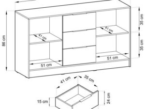 miniaturka Komoda DELY 3D 155cm Nowoczesny Design Trzy Kolory
