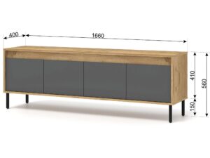 miniaturka Klasyczna Szafka RTV Rivia z Czarnymi Nóżkami