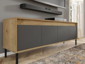 miniaturka Klasyczna Szafka RTV Rivia z Czarnymi Nóżkami