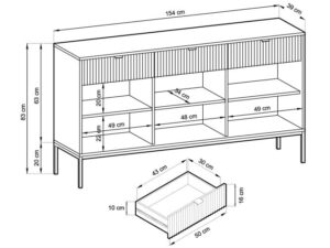 miniaturka Komoda Sivas 154cm ze Złotymi Detalami