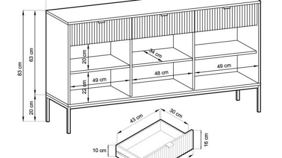 miniaturka Komoda Sivas 154cm ze Złotymi Detalami
