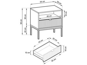 miniaturka Stolik Nocny Sivas Szarość, Czerń i Biel