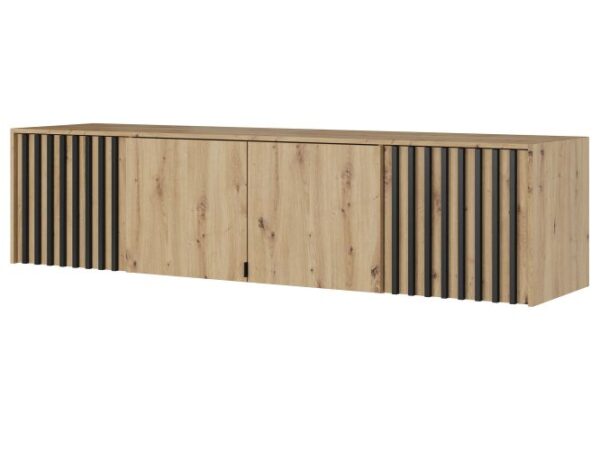 Nadstawka w kolorze dębu z czarnymi lamelami, styl industrialny