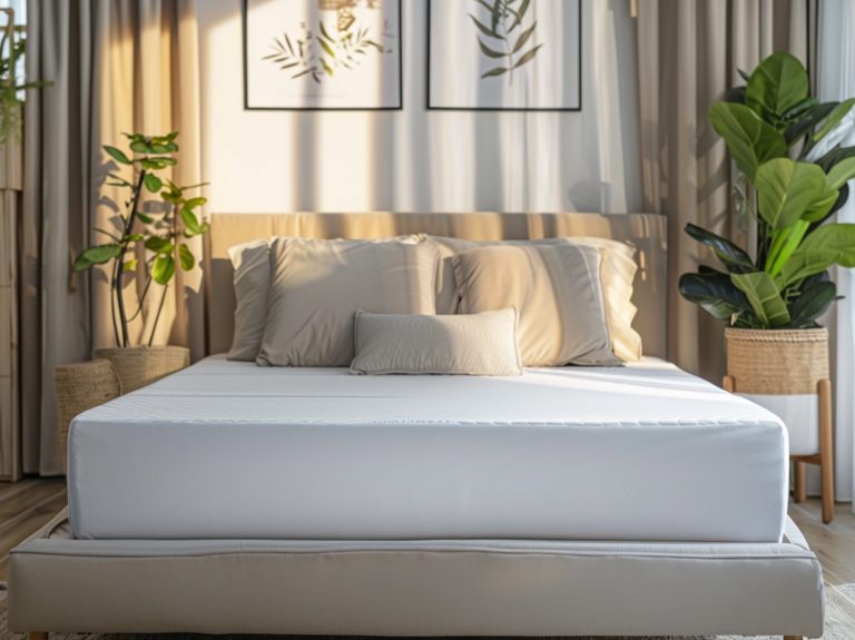 Łóżko tapicerowane z jasną pościelą w nowoczesnej sypialni