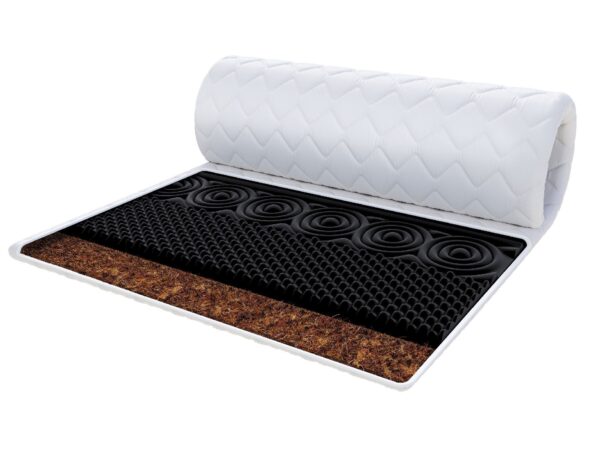 Materac z czarną pianką i naturalnym wkładem kokosowym do nowoczesnej sypialni