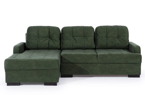 Zielony narożnik z funkcją spania i trzema segmentami