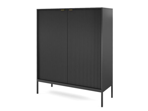 Nowoczesna czarna komoda z ryflowanym frontem – styl loftowy