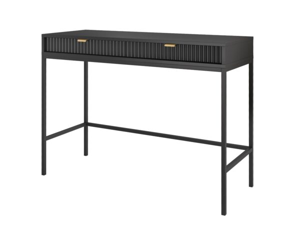 Ciemna toaletka z pionowymi żłobieniami – smukła forma i prosty design