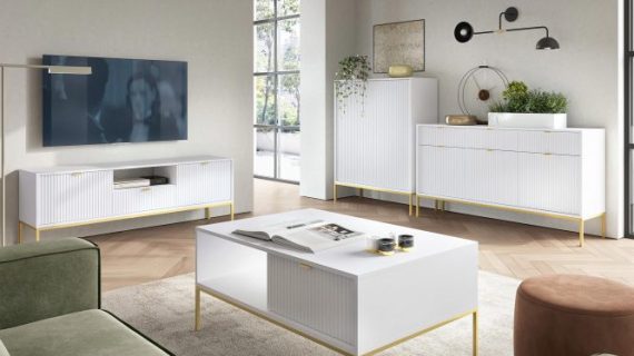 miniaturka Komoda Sivas 154cm ze Złotymi Detalami