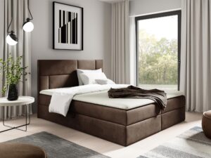 miniaturka Kontynentalne Łóżko Cavallo z Czarną Tapicerką