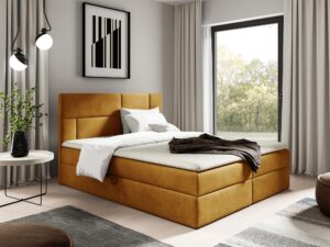 miniaturka Kontynentalne Łóżko Cavallo z Czarną Tapicerką