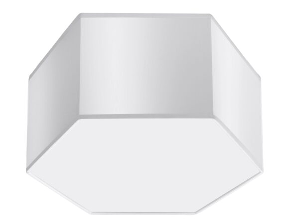 Biała sufitowa lampa LED z geometryczną formą w stylu minimalistycznym