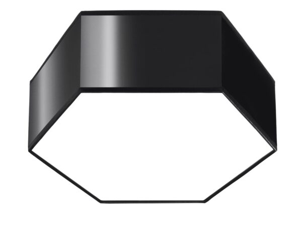 Geometryczny plafon LED w kształcie sześciokąta z czarnym wykończeniem