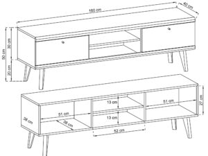 miniaturka Szafka RTV Orys 160cm Białe i Dębowe Akcenty