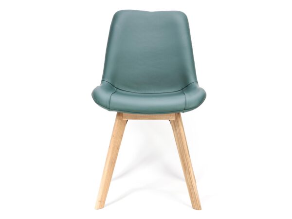 Zielone krzesło z przeszyciem i oparciem w stylu skandynawskim