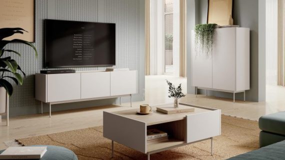 miniaturka Komoda Ceka 97cm Odcienie Kaszmir i Cegła Nowoczesność