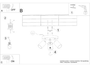 miniaturka Plafon Minimalistyczny Biały i Czarny CLARIS 3P