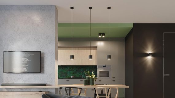 miniaturka Plafon OCEANUS 2 w Eleganckiej Palecie Czerni Szarości i Bieli